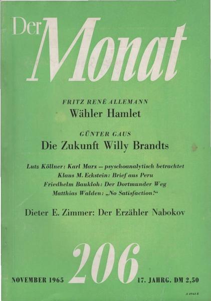 Der Monat. Eine internationale Zeitschrift. Heft 206.