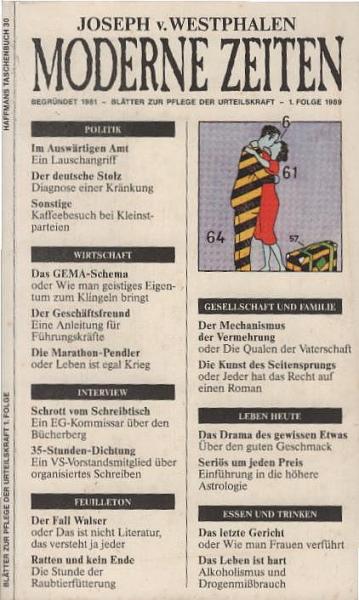 Moderne Zeiten. Blätter zur Pfleger der Urteilskraft. 1. Fole 1989.