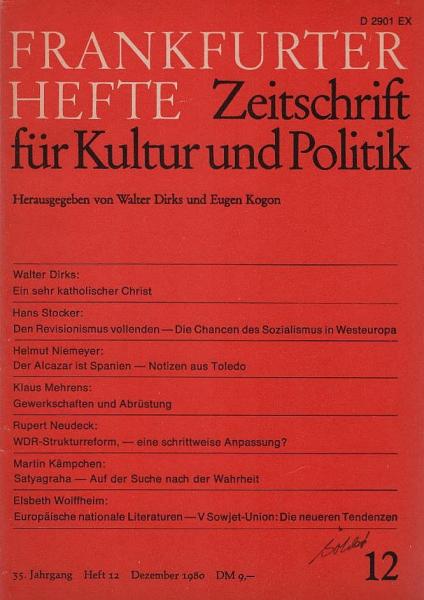 Frankfurter Hefte : Zeitschrift für Kultur und Politik / 35. Jahrgang (1980), Heft 12.