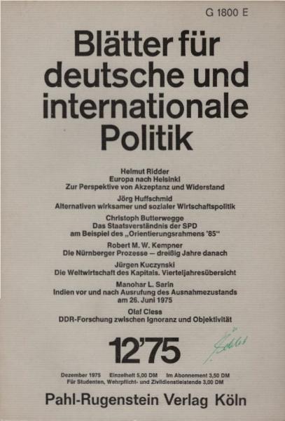 Blätter für deutsche und internationale Politik. Heft 12 / 1975.