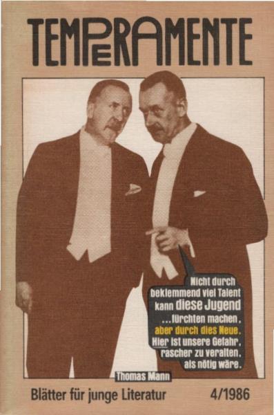 Temperamente. Blätter für junge Literatur. 4/1986.