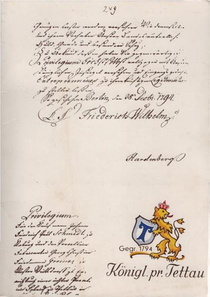 Königliche privilegierte Porzellanfabrik Tettau. [Katalog / Angebotsmappen].