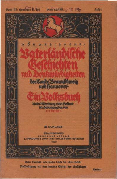 Vaterländische Geschichten und Denkwürdigkeiten der Lande Braunschweig und Hannover; Band III: Hannover II. Teil, Heft 7.