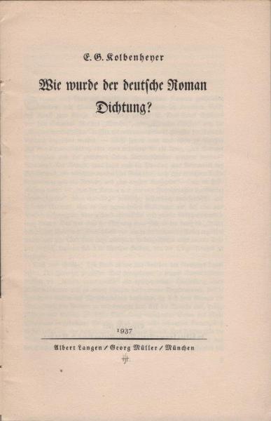 Wie wurde der deutsche Roman Dichtung?.