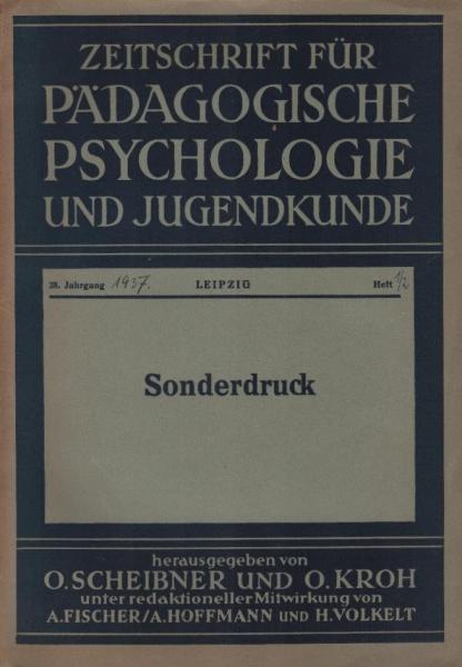 Leitgedanken zur Gestaltung nationalpolitischer Schülerlehrgänge. Sonderdr. aus Zeitschrift für Pädagogische Psychologie und Jugendkunde. 38. Jg., 1937.