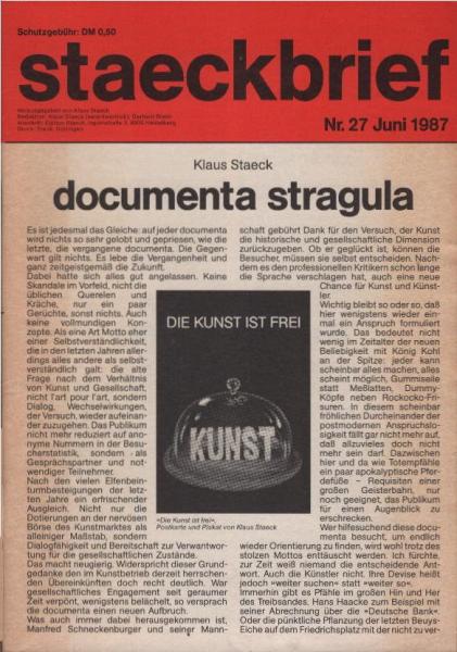 staeckbrief Nr. 27. Juni 1987.