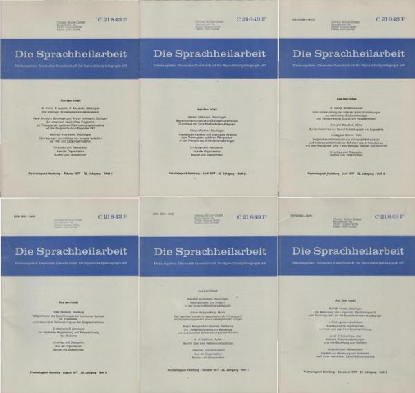 Die Sprachheilarbeit. 22. Jg., 1977, Heft 1 - 6. (Komplett).