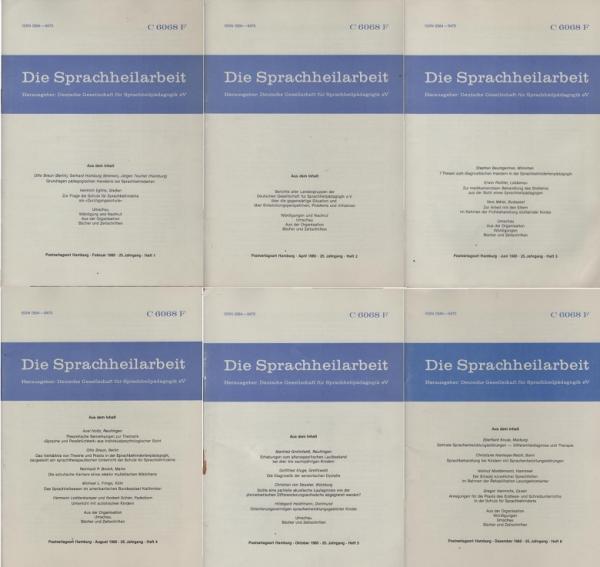Die Sprachheilarbeit. 25. Jg., 1980, Heft 1 - 6. (Komplett).