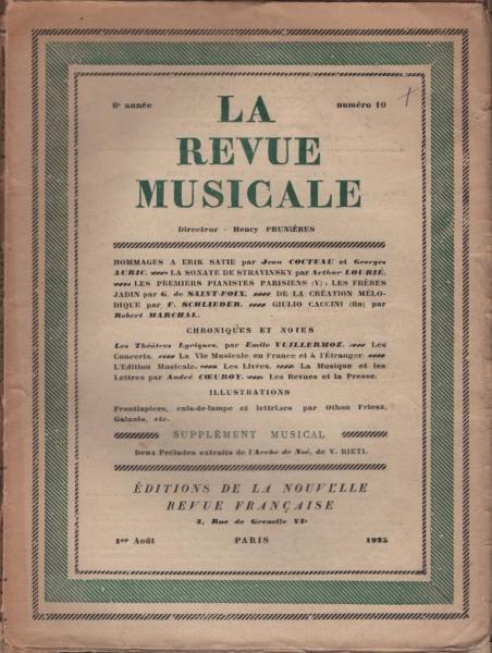 La Revue Musicale. 6 e année., 1925, Numéro 10.
