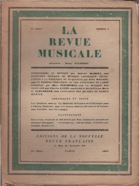 La Revue Musicale. 6 e année., 1925, Numéro 5.