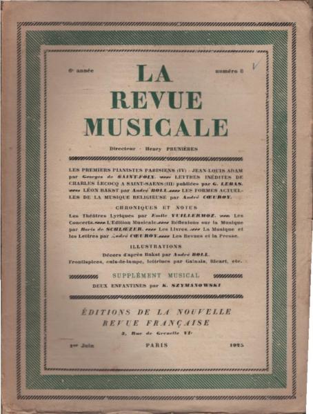 La Revue Musicale. 6 e année., 1925, Numéro 8.