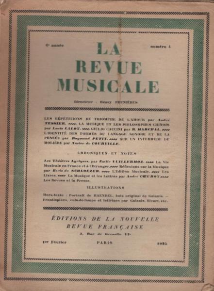 La Revue Musicale. 6 e année., 1925, Numéro 4.