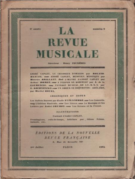 La Revue Musicale. 6e année., 1925, Numéro 9.
