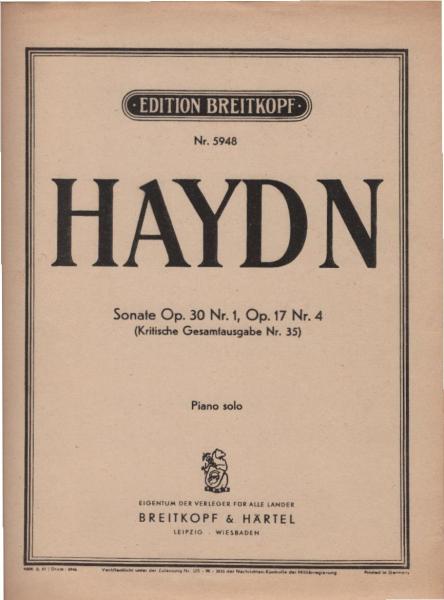 Sonate Op. 30 Nr. 1, Op. 17 Nr. 4 : (Krit. Gesamtausg. Nr. 35). Piano solo.