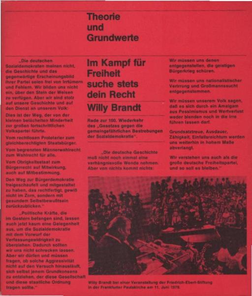 Im Kampf für Freiheit suche stets dein Recht : Rede zur 100. Wiederkehr d. "Gesetzes gegen die gemeingefährlichen Bestrebungen der Sozialdemokratie" ; 11. Juni 1978 Frankfurt, Paulskirche.