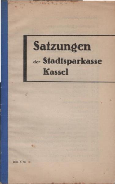 Satzungen der Stadtsparkasse Kassel