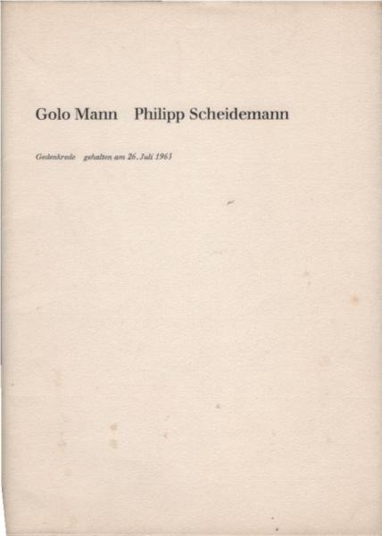 Philipp Scheidemann : Gedenkrede gehalten am 26. Juli 1965.