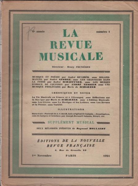 La Revue Musicale. 6e année., 1924, Numéro 1.