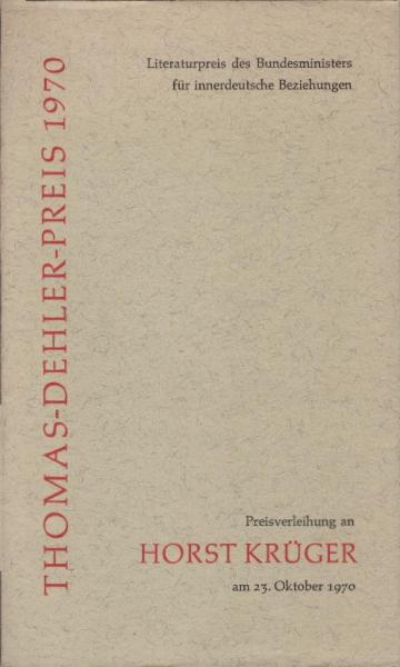 Thomas-Dehler-Preis; Teil: 1970., Preisverleihung an Horst Krüger am 23. Oktober 1970