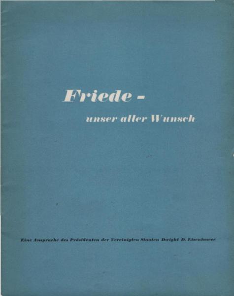 Friede - unser aller Wunsch : Eine Ansprache.