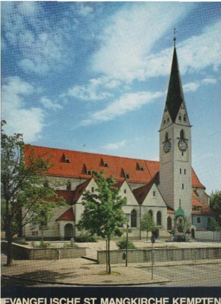 Die evangelisch-lutherische S[ank]t-Mangkirche in Kempten.