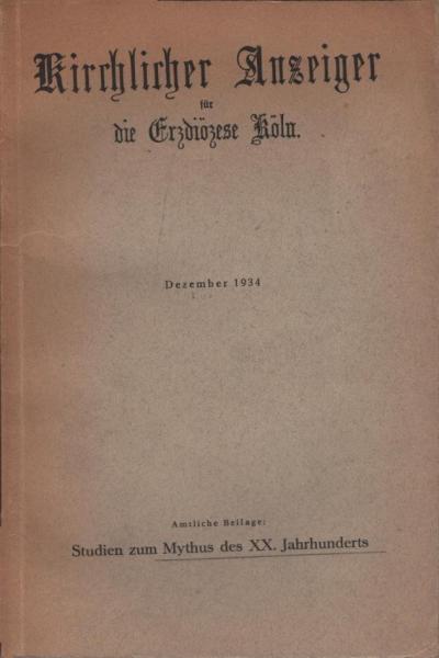 Kirchlicher Anzeiger für die Erzdiözese Köln. Dezember 1943.