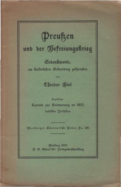 Preußen und der Befreiungskrieg : Gedenkworte, am kaiserl. Geburtstag.