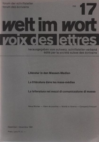 Welt im Wort. Voix des lettres. No. 17, Dez. 1982.