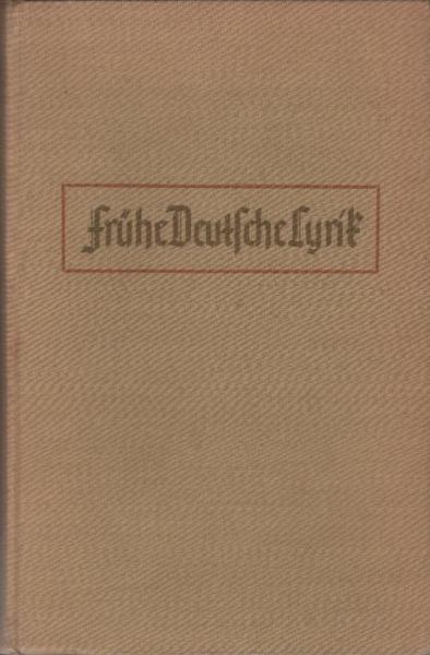 Frühe deutsche Lyrik.