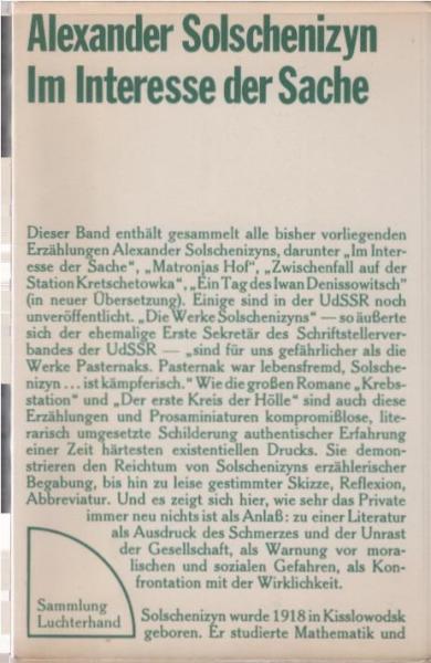 Im Interesse der Sache : Erzählungen.