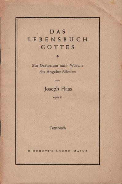 Das Lebensbuch Gottes : Opus 87 ; Textb.