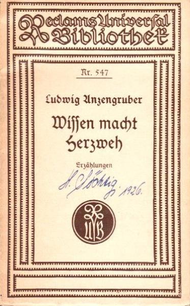 Wissen macht Herzweh : Erzählung.