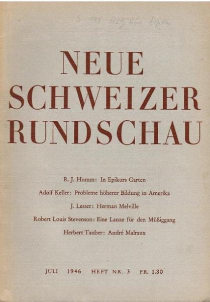 Neue Schweizerische Rundschau. Juli 1946, Heft Nr. 4.