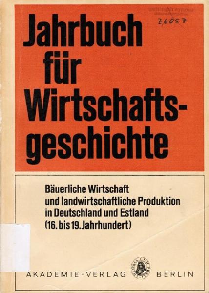 Jahrbuch für Wirtschaftsgeschichte. 1981, Sonderband.